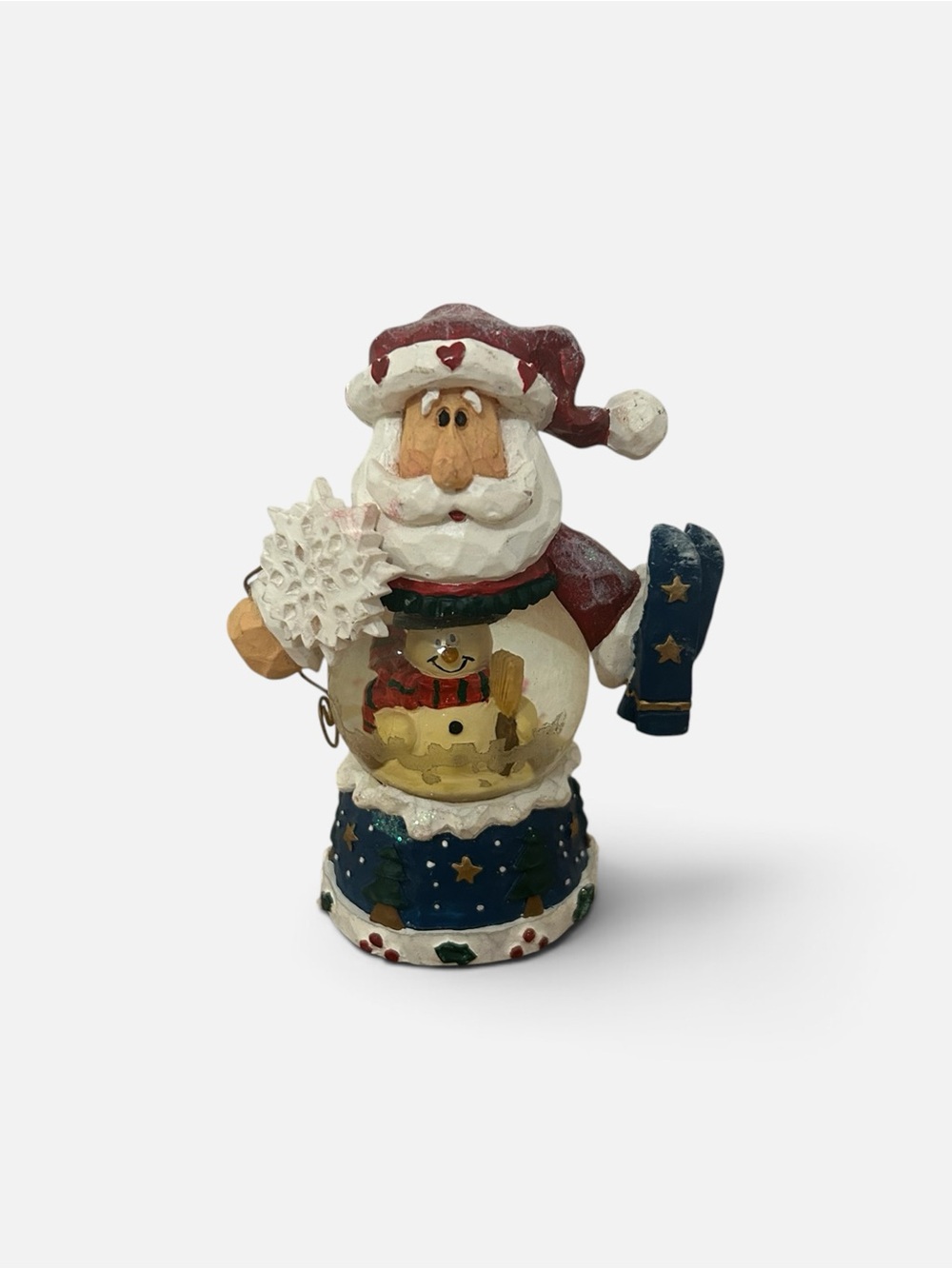 Vintage Festive Santa Snowman Figurine in Red, White, and Blue